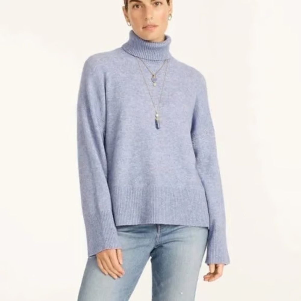 J CREW Wool Alpaca Blend Turtleneck Sweater Pale Blue SZ Medium